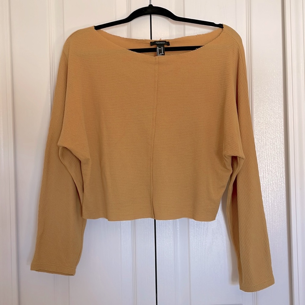 Forever 21 Wide Neck Long Sleeve Top in Mustard - Size M